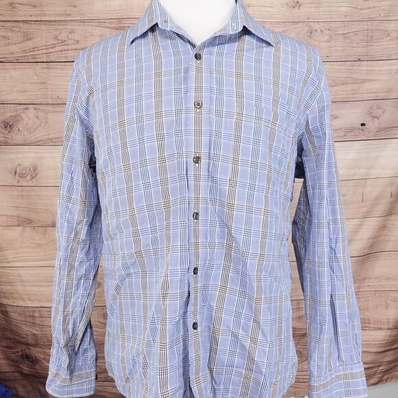 TASSO ELBA LONG SLEEVE BLUE CHECK BUTTON DOWN SHIRT MENS SIZE XL - Picture 3 of 7
